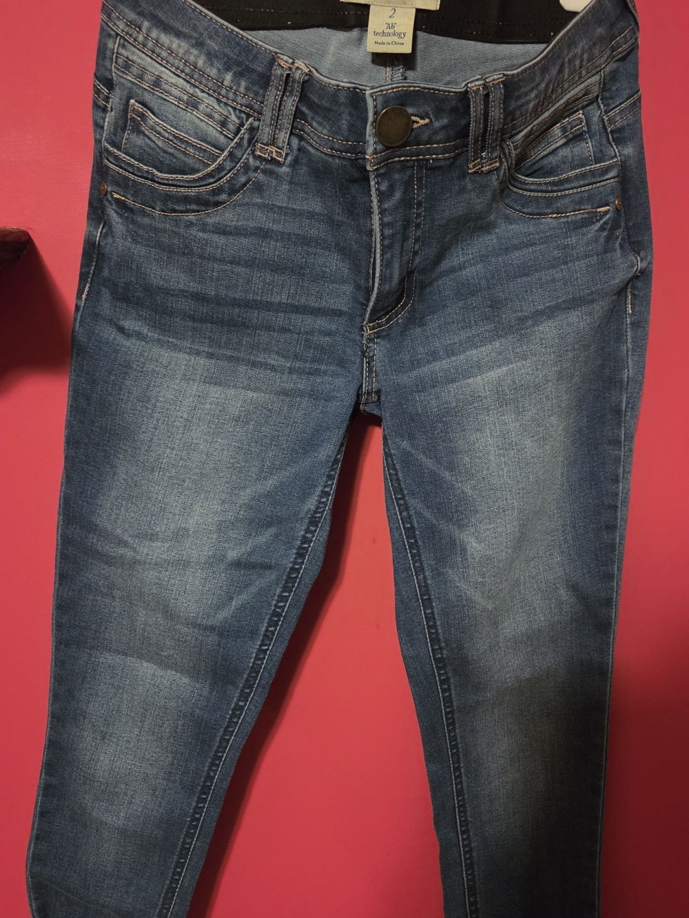 Democracy Blue Skinny Jeans with Faded Whiskering